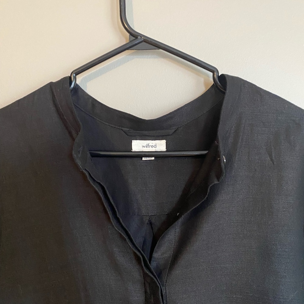 Aritzia Wilfred Oversized Dress Button Up Front Black Size S - Picture 2 of 7